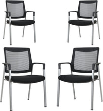 Load image into Gallery viewer, GM Seating Ever Guest Chair - Mesh Back Stacking Chairs with Fabric Seat - Ergonomic Chair with Lumber Support for Home Office School Church - Comfortable Reception Chairs - Black (Pack of 2)