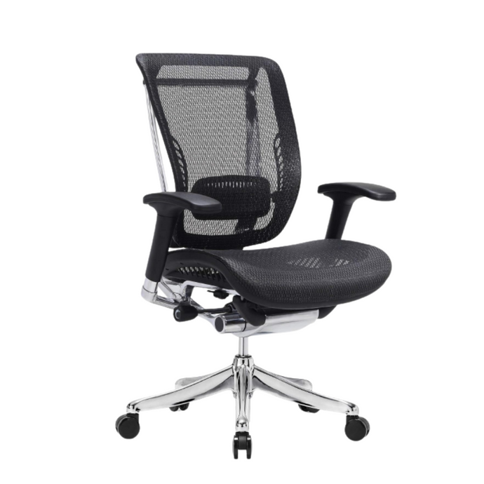 GM Seating Enklave Ergonomic Office Chair - Mesh Hi Back Executive Desk Chair - Adjustable Lumber support & Backrest - Chrome Base with Headrest & Seat Slide - Modern Comfortable Desk Chair for Home and Office - Black