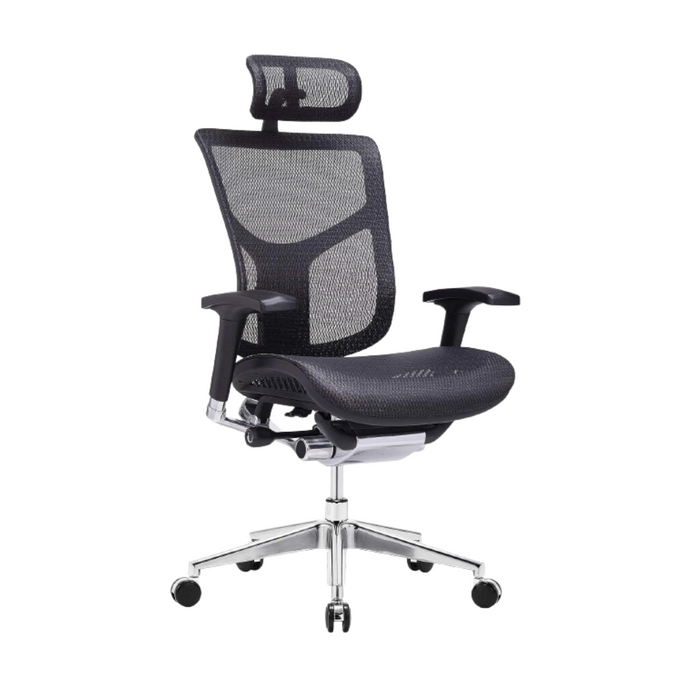 GM Seating Dreem Genuine Leather Ergonomic Office Chair - Lumbar Support, Modern Style Executive chair for Home and Office - Comfortable Desk Chair with Headrest, Seat Slide, Ratchet Back, 4D Adjustable Armrest
