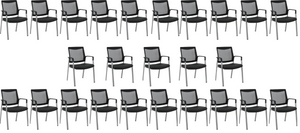 Ergonomic Executive Office Chair & Mesh Stacking Chairs with Armrests Fabric Seats Ideal for Guest Waiting Room Lobby Reception & Meeting Conference Room - Pack of 2