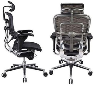 Ergohuman High Back Swivel Chair with Headrest, Black Mesh & Chrome Base - ERGOLUXSEATING.COM